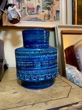 Bitossi Italy Aldo Londi Raymor Mid Century Rimini Blue Glaze Art Pottery Vase