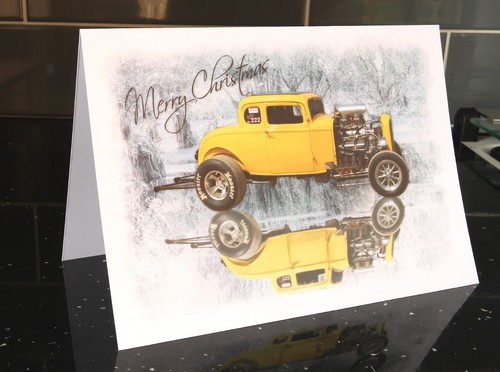 Drag racer christmas xmas card - drag,
