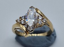 4g 14ct Yellow Gold Diamonique Ring N 1/2 Qvc 585 Not 9ct Marquise DQCZ sparkly 