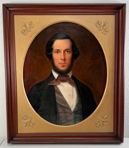 Antique chess player oil - chess,