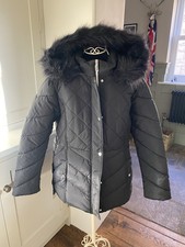 New Lipsy Black Padded Hooded Casual Winter Coat Size 12