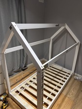 Kids Canopy Bed • White • 70cm x 140cm • Single Size With Mattress