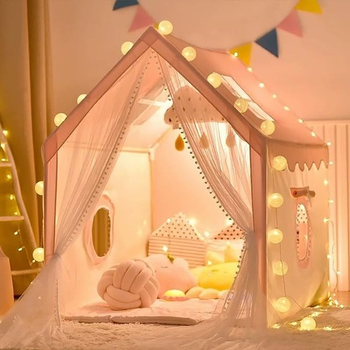 Kids play tent with string - play,