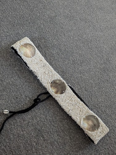 Shell beaded tie belt m - shell, s-m