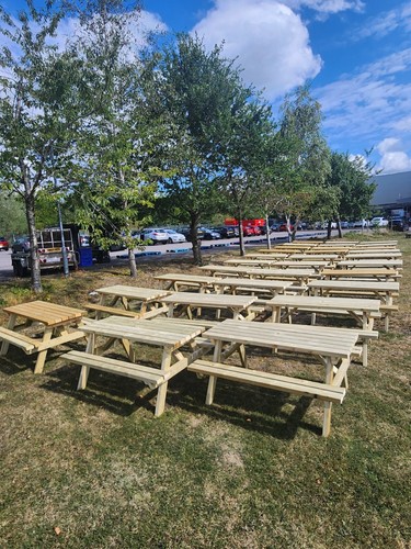 Wooden picnic table bench - picnic, pub