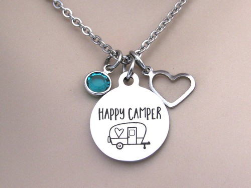 Happy camper necklace with - camper,