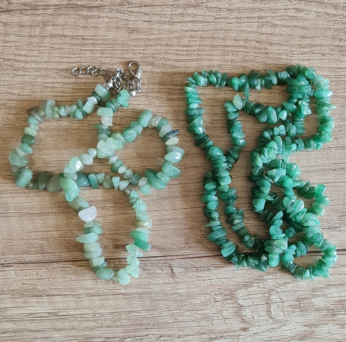 Green stone chip beaded - green,