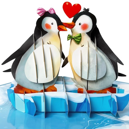 Penguin couple pop up - 3d,