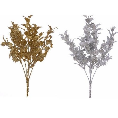 Glittered holly bush stems - holly,