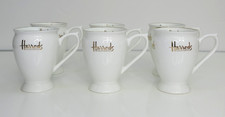 Harrods Luxury Fine Bone China White/ Gold Mug x 6. RRP £150. NEW. Ideal Gift.