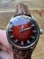 Vintage Favre-Leuba Sea King Watch – Red Textured Dial – Manual Wind – Working