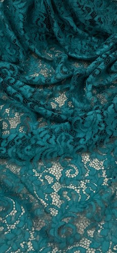 Teal green floral guipure - teal, lace