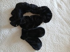 Black Faux Fur Mitten And