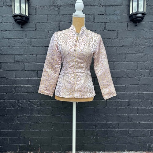 Chinese pink satin jacket gold - pink,