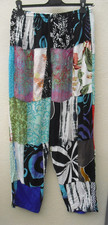 Gringos size Medium patchwork boho hippy trousers colourful turquoise multi