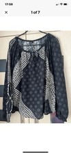 Next Black  Print Long  Sleeve Loose Fit  Top Blouse Size 18.  Tie Bodice.  New