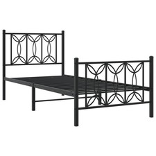 Metal Bed Frame with Headboard and Footboard Black 90x190 cm Single vidaXL