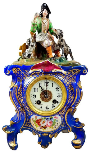 French mantel clock porcelain - clock,