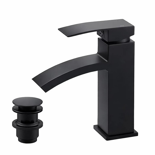 Black bathroom basin mixer - basin, tap
