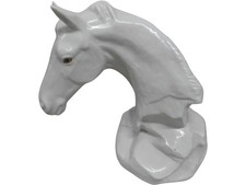 Ceramic Horse Bust Head Ornament Figurine White Collectible Sculpture Decor