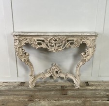 19thC FRENCH CARVED WOOD,MARBLE TOP CONSOLE TABLE
