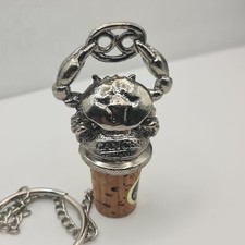 Sixtrees Bottle Stopper Cancer Zodiac Star Sign Pewter Cork Wine PD275D Ring 
