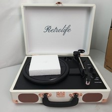 Retrolife 3-Speed Bluetooth Suitcase Vinyl Record Player with Speakers – Used