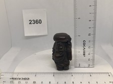 7772360 Netsuke Wood Carved Buddah With Sack On Head