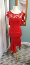 Eye-catching Pillar Box Red Latin American DANCE competition Dress UK 8-10