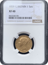1858 Gold  Sovereign Coin
