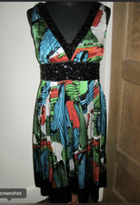 LULU & AND RED 8-10 SILK TEA DRESS NEW prom sexy WATERMELON BEADED PARTY unique