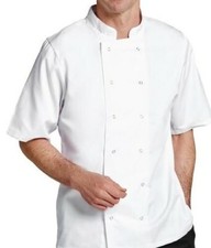 White Chefs Jacket Boston Unisex Short Sleeve Professional Kitchen Uniform