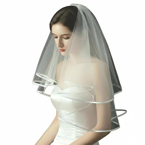 Wedding veil double tier comb - veil,