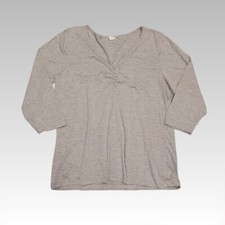 Closer E-vie Gathered T-shirt Womens Size 18 - 20 Long Sleeve Grey Basic Casual