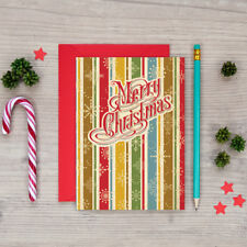 Retro Christmas Cards - 6 Pack with Envelopes - Vintage Style Christmas Cards 