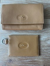 Longchamp Leather Snap Card Purse And Mirror, Made In France, Walnut