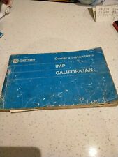 Chrysler Hillman Imp Californian Owner Instruction Manual