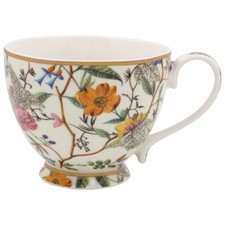 William Kilburn’s Florals - Light Cream Design - Large Footed Classic Tea Cup