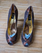 Strutt Couture Leather Heel Peep Toe Shoes, Size 41