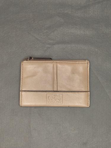 Coach beige leather zip - leather, coin