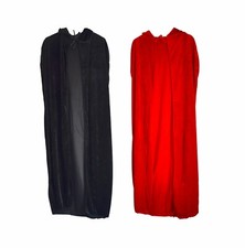 Long Velvet Cape Hooded Cosplay Costume Halloween Witch Fancy Party Black Red