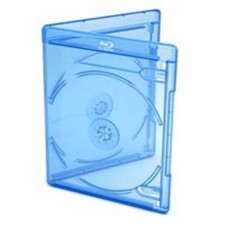 10 x Amaray  Cases for 2 Blu-ray Discs 14 mm Blue Transparent High-Grade Case