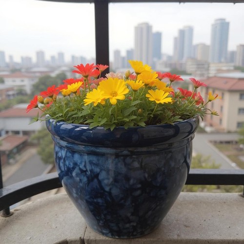 Bell planter squat - 23cm, petal