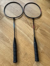 Keel 100 Badminton Racket Set of 2 Rackets with Carry Case Blue and Orange