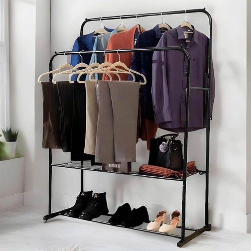 Double clothes rail with - rail, shoe