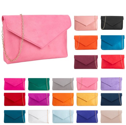 Ladies faux suede clutch bag - faux,