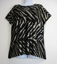 Saloos  Stretchy Black&Gold  glittery  Cap SleeveTop  SIZES 12 14 16 18 20 22