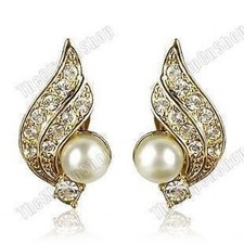 CLIP ON vintage PEARL&CRYSTAL
