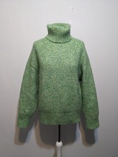 Zara Knit Turtleneck Sweater Womens Size S Green Pullover Alpaca Wool Blend