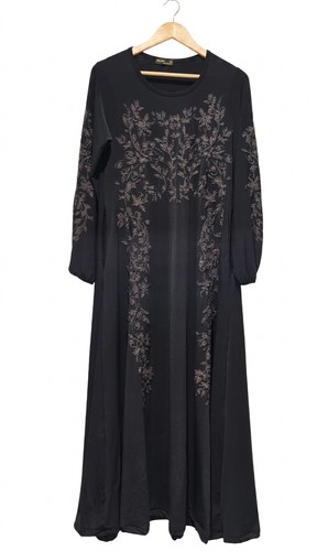 Black embroidered abaya maxi - black,